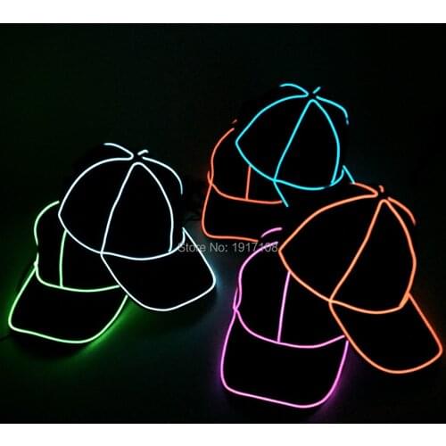 Wholesale 10pcs Party Hats 10 colors select Cotton LED Hats EL Wire Baseball Caps For Bboy Hip-hop Hats For Party Decoration