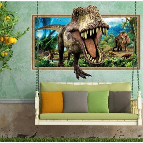 3d Vivid Cartoon Dinosaur Wall Stickers Decals for kids rooms Art Children Bedroom Decoration Kids Movie Poster Mural