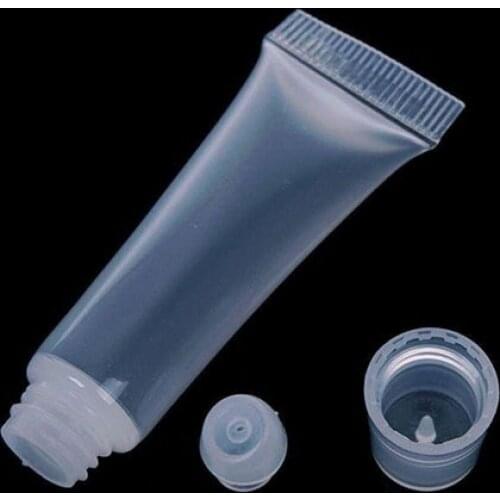 5Pcs 10ml Cosmetic Perfume Refillable Bottles Acrylic DIY Empty Tube Shape Lip Gloss Balm Clear Lip Oil Container with Caps