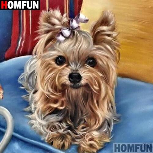 HOMFUN Full Square/Round Drill 5D DIY Diamond Painting "Animal dog" 3D Embroidery Cross Stitch 5D Home Decor A15851
