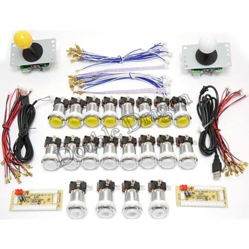 Arcade Machine Zero Delay Usb Encoder DIY KIT For 2 Players arcade Cabinet with PC Rasberry Sanwa Joystick Silver plated button