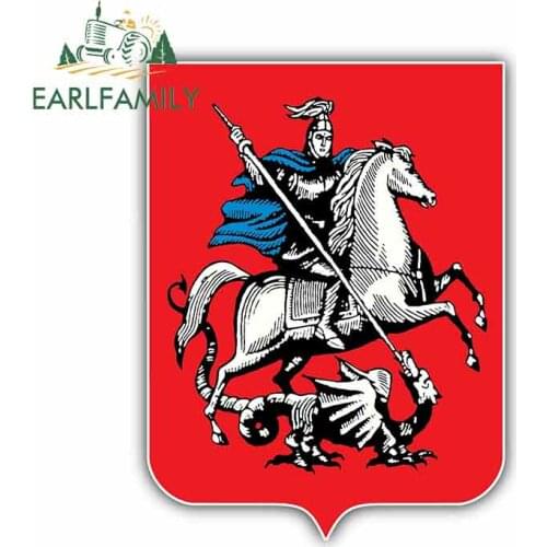 EARLFAMILY 13cm x 9.8cm Auto Vinyl Car Stickers and Decals for Moscow Russia Coat of Arms Graphics Laptop Decoration Car Wrap