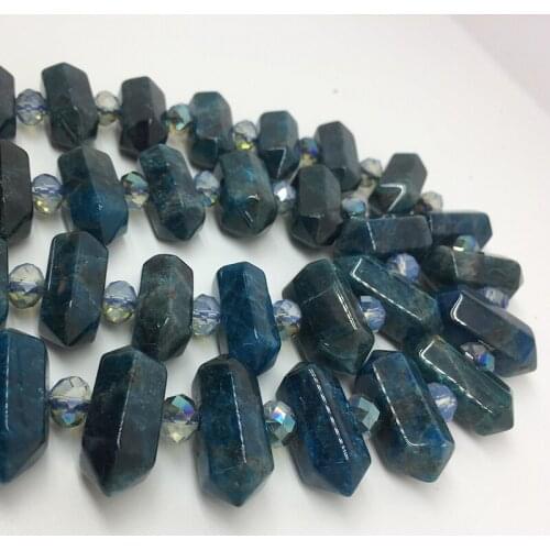8-12x20-25mm High Quality Natural Apatite Stone Beads Healing Crystal Double Point GEM PENDANT For Jewelry DIY Bracelet Necklace