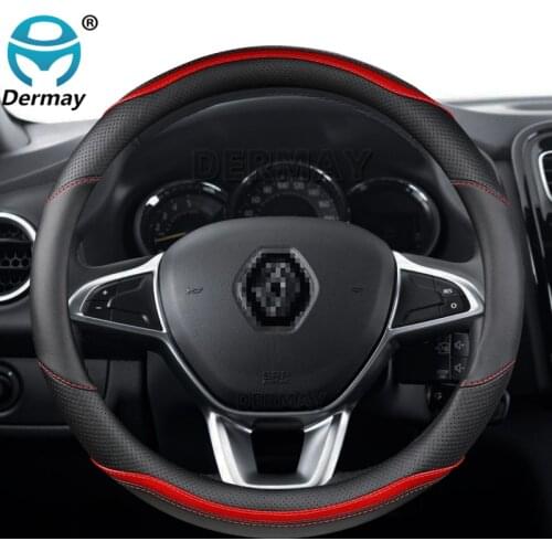 For Renault Logan 1 2 3 for Dacia Logan Car Steering Wheel Cover Microfiber Leather + Carbon Fiber Fashion Auto Accessories