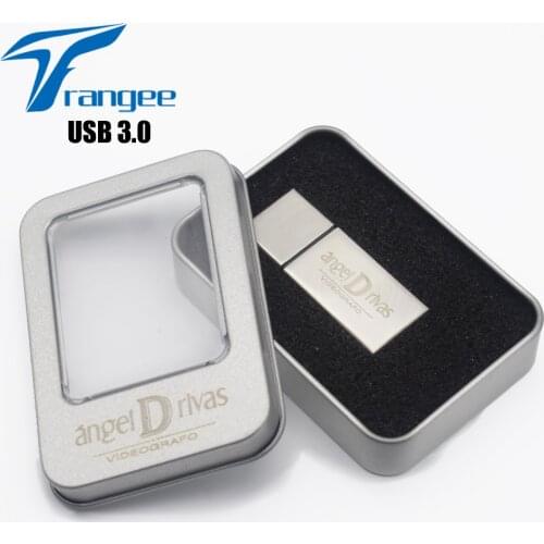 Trangee 10pcs/lot USB 3.0 Flash Drive 8GB 16GB 32GB 64GB Super-speed Pendrive Metal Box Pen Drive Free Logo Printing Gifts