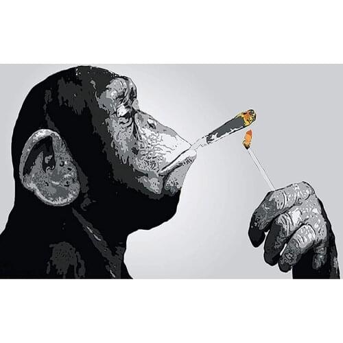 JMINE Div 5D Monkey Fire smoke Full Diamond Painting cross stitch kits art High Quality Animal 3D paint by diamonds