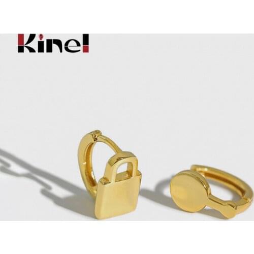 Kinel Creative Personality Silver 925 Jewelry Asymmetry Lock Stud Earrings For Women Wedding Fashion Accessories Gifts