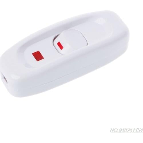 Compact White Plastic In-line Cord Light Lamp Switch 10A 250V with LED Indicator D08 20 Dropshipping