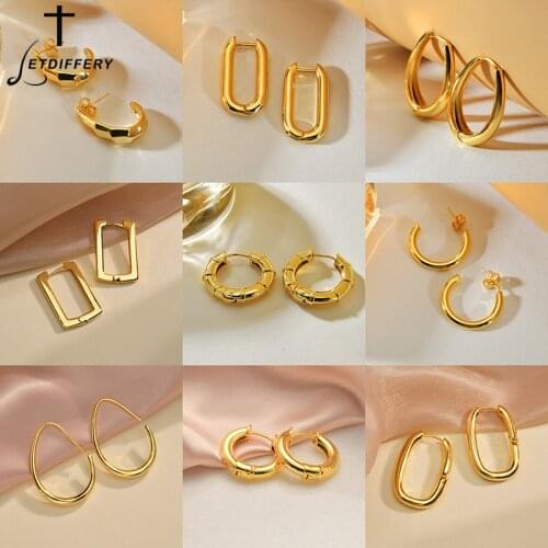 Letdiffery Fashion Vintage Golden Irregual Stud Earrings for Women Heart Circle Geometric Studs Punk Hip Hop Party Jewelry Gifts