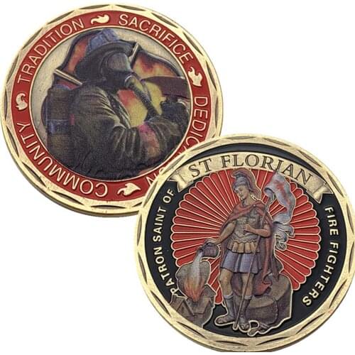 Tradition Sacrifice Dedication Community ST Saint Florian Patron Saint Of Fire Fighters Challenge Coin US Coins Gift