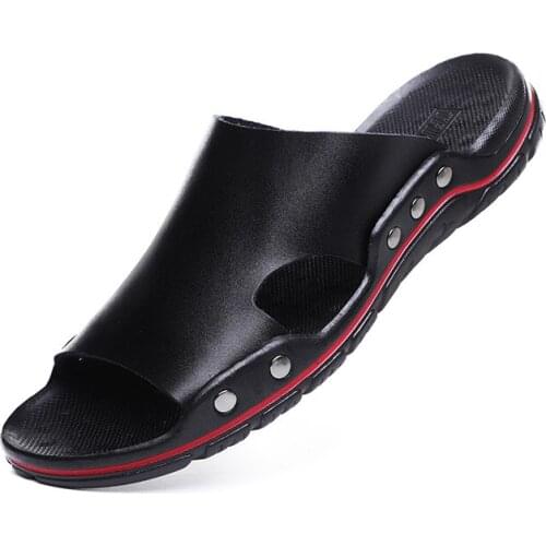 Men Summer Non-Slip Outddoor Slippers Brand Mens Casual Beach Slippers Fashion Men Slip on Shoes Man Soft Black Home Flip Flops