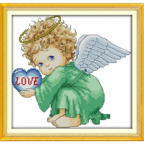 Angel baby boy cross stitch kit cartoon 14ct 11ct count print canvas stitches embroidery DIY handmade needlework plus