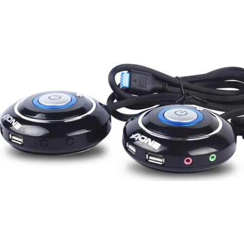 Elisona Desktop PC Computer Case Power Switch with Dual USB Ports Audio Interface +Power Reset Button+LED Lights +Extension Cord