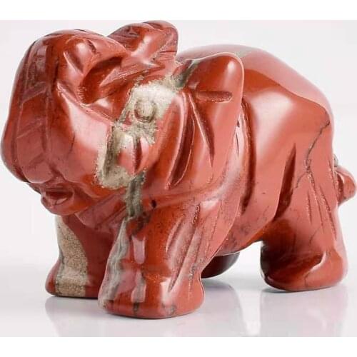 Natural red jasper elephant quartz crystals carved gemstone animals reiki healing stones home decoration
