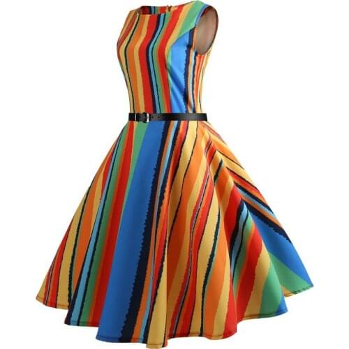 New summer Floral Print Women Summer Dress Hepburn 50s 60s Retro Swing Vintage Dress A-Line Party Dresses With Belt sexy dress