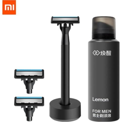 Original xiaomi mijia Men Razor 6 in 1 set German importing Shaving head lemon Shaving bubbles with Magnetic Replace the Clip