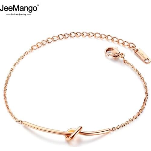 JeeMango Titanium Stainless Steel Knotted Charm Bracelets For Women Bohemia Beach Chain & Link Bracelet Jewelry JB17087
