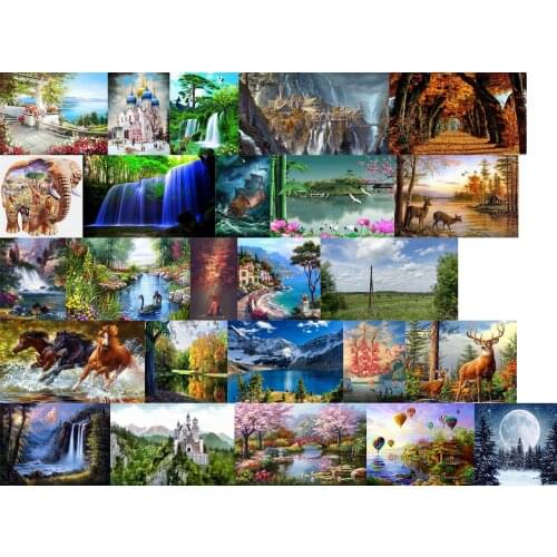 R13035 landscape waterfall cross stitch kit people 18ct 14ct 11ct count canvas stitches embroidery DIY handmade needlework