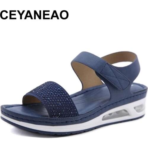 CEYANEAO New Shoes Women Comfortable Sandals Ladies Slip-on Wedge Sandals Sports Beach Walk Shoes Summer Fashion Casual Shoes