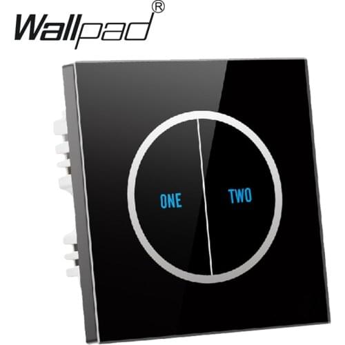 Luxury Tempered Glass Black 2gangs 1way Touch Light Wall Switch 110V~250V Free custmize touch wall switch,Free Shipping
