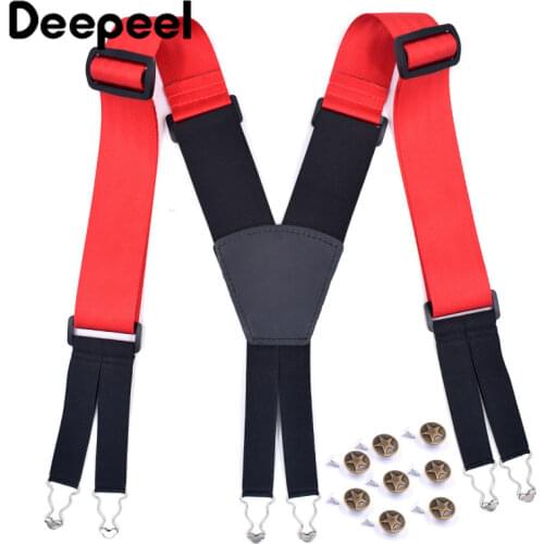 Deepeel 1pc 5X125cm Widening Adult Men Suspenders 6 Clip Elastic Strap Casual Jeans Decorative Accessories Suitable for Obesity