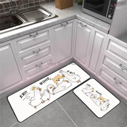 Modern Cartoon Cute Duckling and Dog Kitchen Mat Combination Entry Mat Bedroom Long Non-slip Bedside Blanket