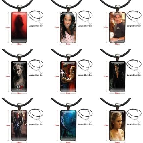 Glass Cabochon Choker Pendant Rectangle Necklace Steel Color Jewelry Us Tv Series True Blood Eyes For Girls Gifts Girls