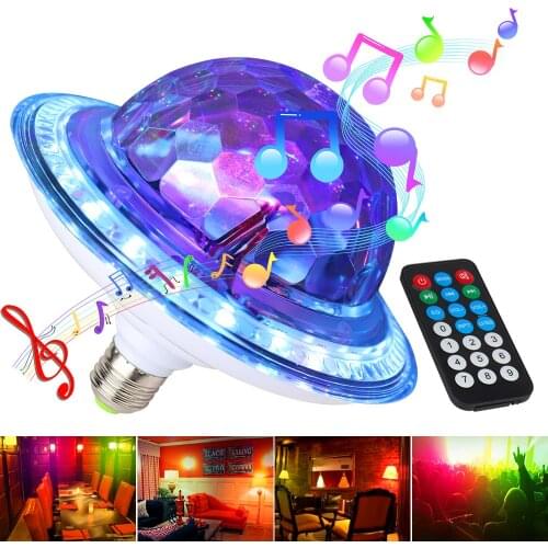 RGB E27 LED Light UFO Bluetooth Crystal Magic Ball LED Bulb Smart Audio Speaker Music Playing Remote Control For Smart Home Club