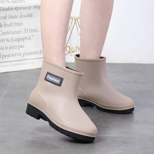 PVC Waterproof Casual Rainboots Women Fashion Work Water Shoes Adult Warm Women Rubber Shoes Non-slip Overshoe Rain Boots galosh