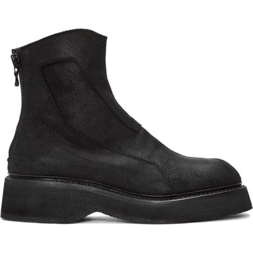 England Vintage Retro Handmade Platform Suede Leather with Plush Inner Warm Winter Boots Personalized High Top punk Boots