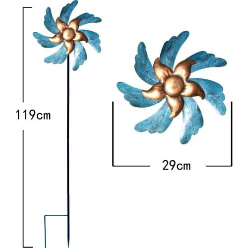 Iron Windmill Wind Spinner Garden Yard Plug-In Pinwheel Children Pinwheel Toy Fairy Whirligig Gardening Stake Wind Spinner