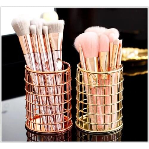 Iron Makeup Storage Box Cylindrical Case Storage Lipstick Brush Pen Holder Cosmetic Organizer органайзер для косметики