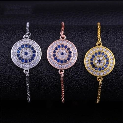 Juya Couple Jewelry Greek Eye Bracelet Gold/Rose Gold Colorful Evil Eye Bracelets Women Classic Hamsa Fatima Charm Bracelet Men