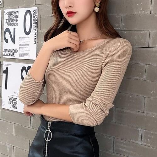 New 2021 Spring Summer Women O neck striped Pull Sweater slim fitting stretchable femme korean pullover Jumper clothes jersey