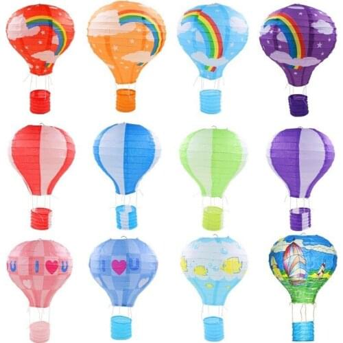 1Pc 25Cm Rainbow Lanterns Multicolor Hot Air Balloon Kids Birthday Party Wedding Cninoiserie Decoraiones DRY for Birthday Gift
