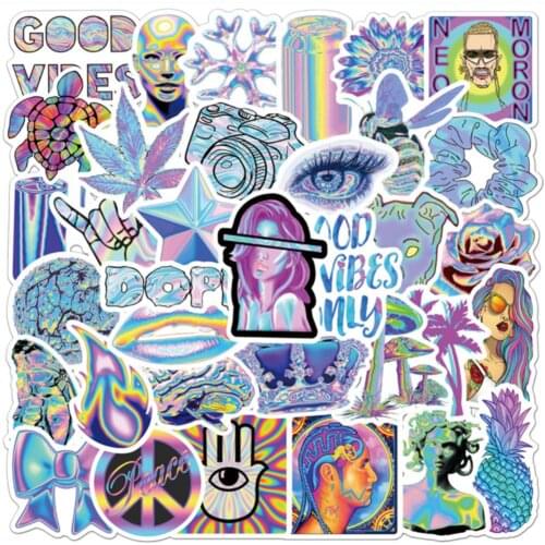 10/30/50/PCS Cartoon Color Laser Graffiti Stickers Scooter Laptop Waterproof Guitar Decoration Toys Wholesale