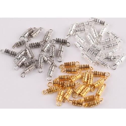 20pcs bracelet screw buckle diy jewelry accessories connector golden silver cylindrical fastener fixing buckle 7x4mm