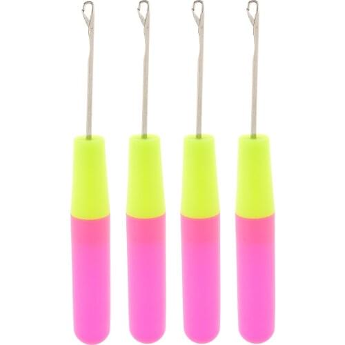 4Pcs/Set Crochet Sewing Braid Hooks Knitting Needles with Plastic Handle for Micro Braid / Dreadlock Maintaining