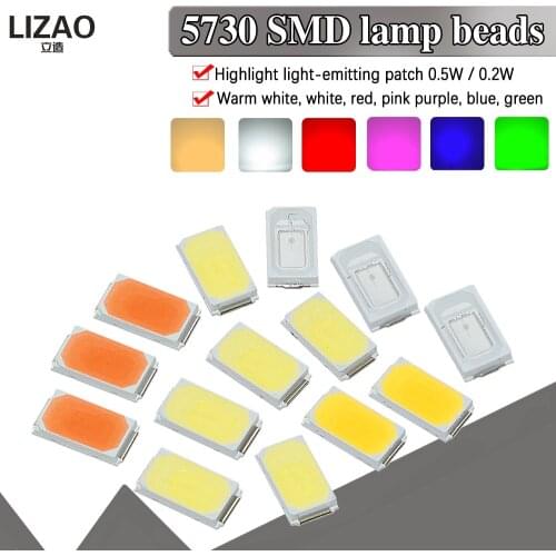 5630/5730-CW/WW 0.5W-150Ma 50-55lm 6500K White Red Blue green Light SMD 5730 5630 LED 5730 diodes (3.2~3.4V)