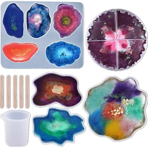 7-piece Set Of Irregular Shape Coaster Silicone Mold Casting Mold Diy Epoxy Uv Resin Mold Jewelry Tool