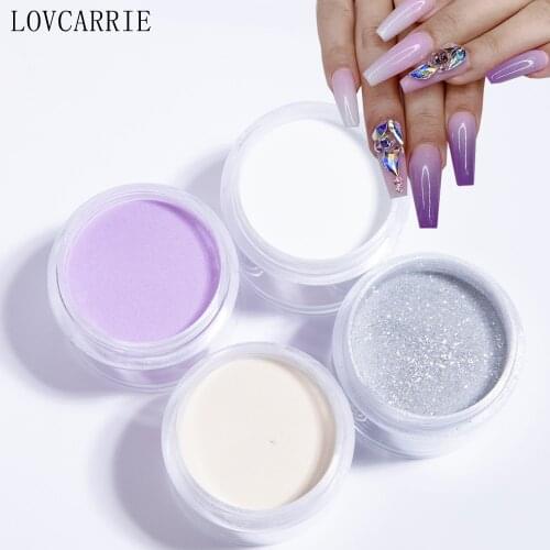 LOVCARRIE Acrylic Powder Glitter Dipping Powder 8 Color Pink Clear White Acrylic Nail Supplies Carving Polymer Pigment Nail Art