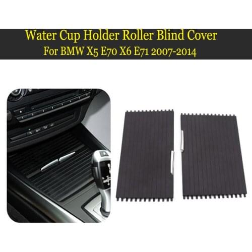 Car Drinks Holders Car Centre Console Cup Holder Slide Roller Blind Cover For BMW X5 E70 X6 E71 2007-2014 Auto Accessories