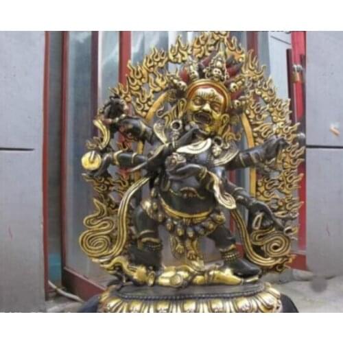Bi001699 20"Tibet Buddhism Classical Bronze Gild Six-Arm MAHAKALA Buddha Statue
