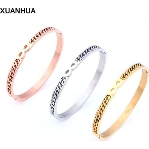 XUANHUA Wholesale 8 Bracelets Bangles For Women Stainless Steel Bracelet Female Luxury Fashion Bangle Charm Bracelet Jewelry Hot
