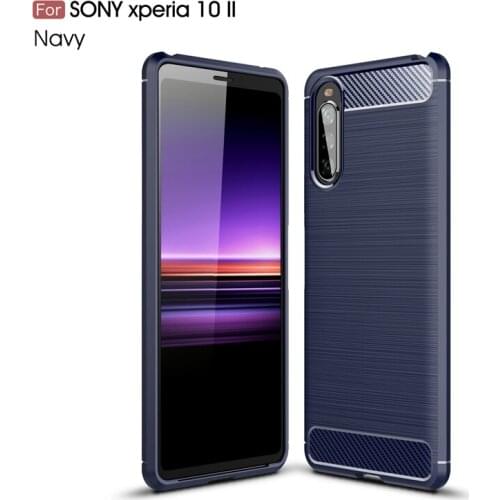 For Sony Xperia 10 Ii Case Silicone Carbon Fiber Cover Phone Case For Sony Xperia 10 Ii Protective Cover For Sony Xperia 10 Ii