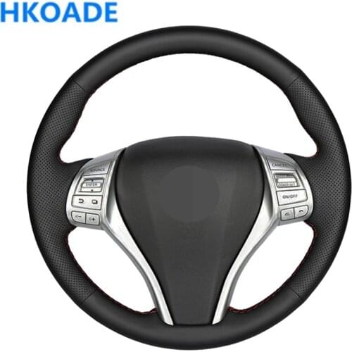 DIY Black Artificial Leather Steering Wheel Cover For Nissan Teana Altima 2013-2016 X-Trail QASHQAI Rogue 2014-2016 Sentra Tiida
