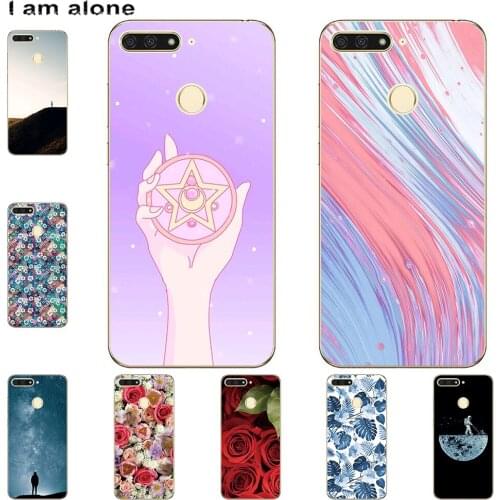 I am alone Phone Case For Huawei Honor 7A Pro (Россия) 7C ShotX 7i 7X Bags Fashion Color Cute Cartoon Printed Paint Mobile