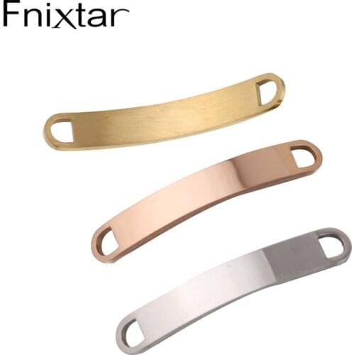Fnixtar 20Pcs Curved Strip Charms Mirror Polish Stainless Steel Connector Charms For DIY Making Necklace Braid Anklet Bracelets