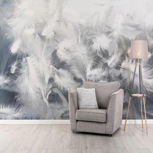 Custom Photo Wallpaper Modern 3D White Feather Photo Wall Mural Living Room TV Sofa Bedroom Nordic Home Decor Papel De Parede 3D