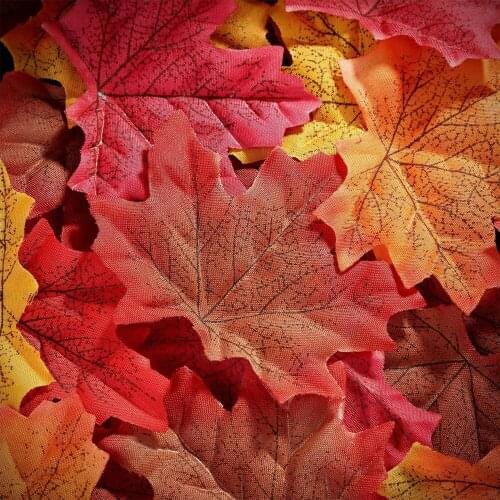 50 Pcs 11 Colors Artificial Autumn Maple Leaves Mixed Fall Colored Leaf for Weddings Events Art Scrapbooking Thanksgiving day